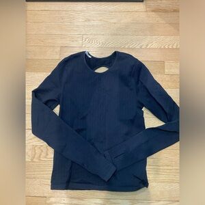 PINK Victoria's Secret Black Long Sleeve Knit Top with Front Keyhole